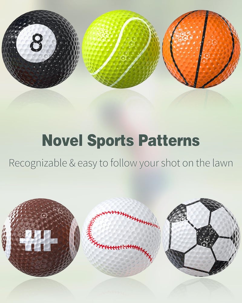 GreenHaven Funny Golf Balls Assorted Novelty Golf Balls Colorful Sportive Golf Training Balls for Practice Birthday Christmas Sports Gift for Kids Golfers Entertainment Holiday Decoration, 6 Pack - Image 2
